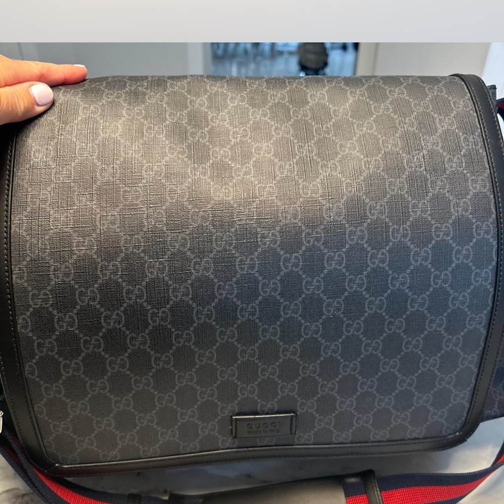 Gucci Black GG Monogram Messenger Bag